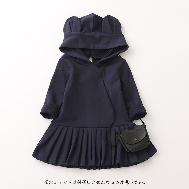 楽天市場 送料無料 ワンピース パーカー パーカーワンピ 耳付き 耳つき プリーツ 長袖 女児 女の子 子ども用 キッズ キッズ用 かわいい 可愛い カジュアル こども服 子ども服 90 100 110 1 130 Plus Nao