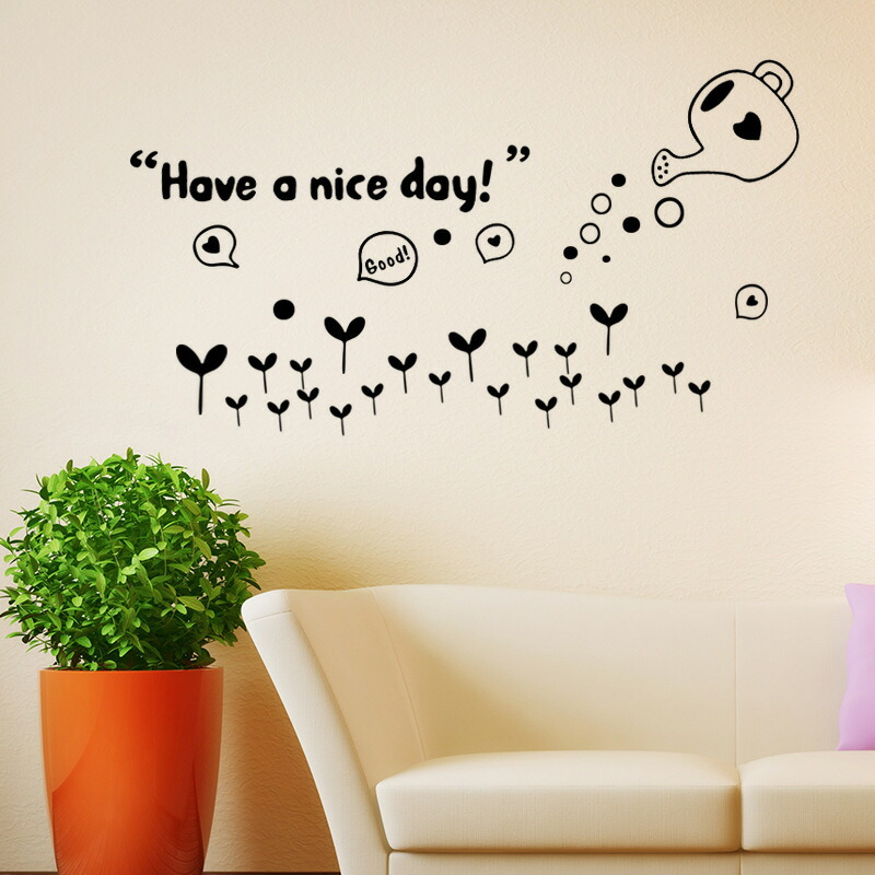 楽天市場 送料無料 ウォールステッカー ウォールシール 転写式 壁紙シール Have A Nice Day 英文 英語 芽 ハート ウォールデコレーション 壁面装飾 剥がせる インテリア おしゃれ かわいい シンプル 簡単 便利 模様替え 新居 子供部屋 リビン Plus Nao