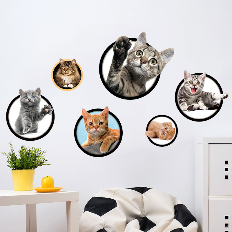 楽天市場 送料無料ウォールステッカー トリックアート 3d だまし絵 壁紙シール はがせる 壁シール 写真 ネコ 猫 キャット 可愛い かわいい ユニーク 面白い おもしろい 飾り付け ルームデコレーション ウォールデコレーション 貼り付け簡単 Diy 模様替え Plus Nao
