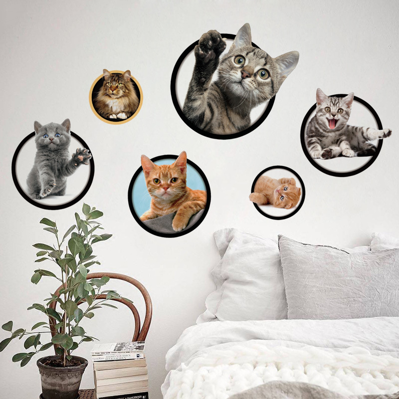 楽天市場 送料無料ウォールステッカー トリックアート 3d だまし絵 壁紙シール はがせる 壁シール 写真 ネコ 猫 キャット 可愛い かわいい ユニーク 面白い おもしろい 飾り付け ルームデコレーション ウォールデコレーション 貼り付け簡単 Diy 模様替え Plus Nao