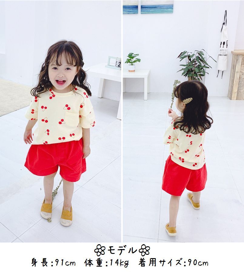 【楽天市場】送料無料Tシャツ 半袖 ラウンドネック サクランボ柄 キッズ 子供服 トップス カットソー プリント 丸首 丸襟 チェリー