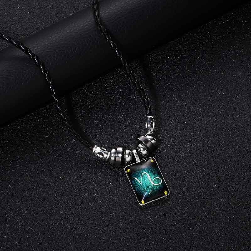 楽天市場 送料無料ネックレス チョーカー メンズ アクセサリー 12星座 革ひも風 ダークカラー 黒 ブラック おしゃれ プレゼント ギフト 誕生日 贈り物 Plus Nao