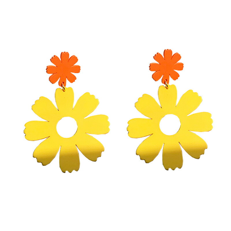 楽天市場 送料無料ピアス フラワー 花 ポップ 大きい スタッドピアス ロングピアス レディース アクセサリー おしゃれ 揺れる ブルー イエロー オレンジ Plus Nao