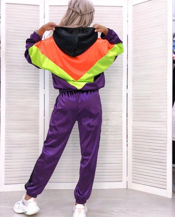 楽天市場 送料無料 上下セット セットアップ ダンス フィットネス ウェア ジャージ ウインドブレーカー 衣装 派手 ネオン メタリック 長袖 長ズボン ジップアップ Plus Nao