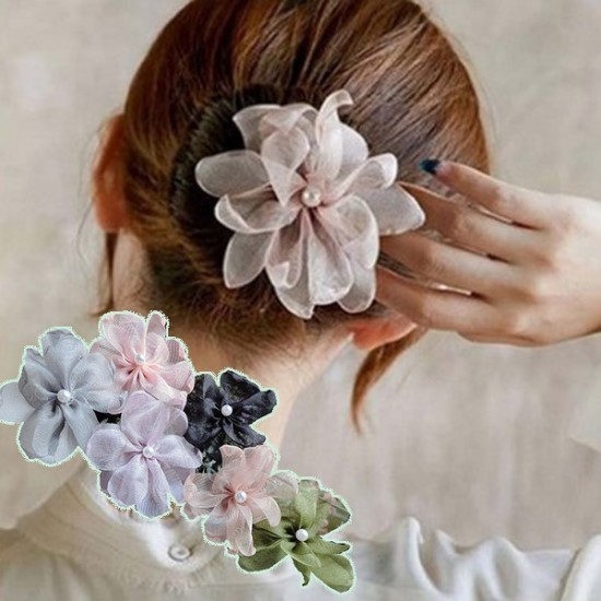 楽天市場 送料無料 ヘアアクセサリー ヘアアレンジ おだんごヘア ヘアバンド 結婚式 お出かけ おしゃれ アップヘア まとめ髪 花 レース布 パール調 Plus Nao