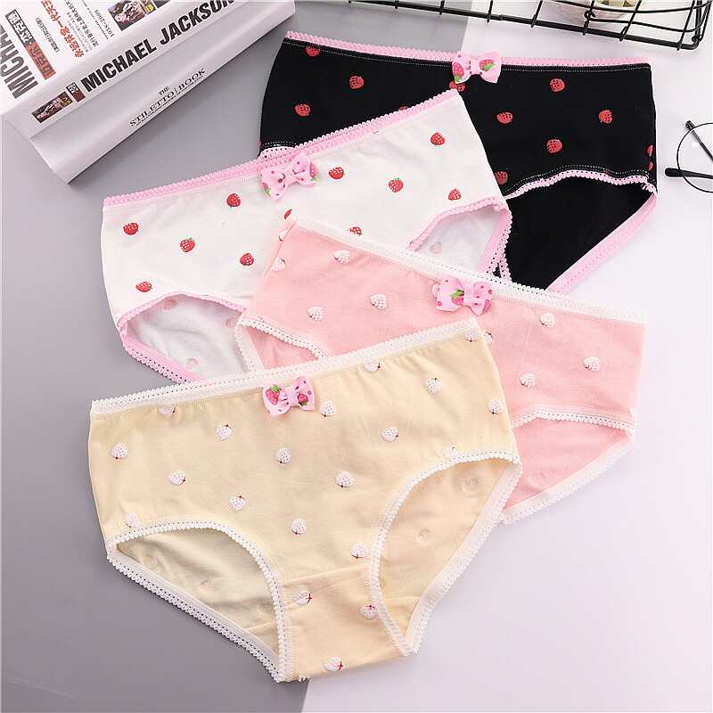 楽天市場 送料無料 ジュニアショーツ スタンダード ショーツ ジュニア 女の子 かわいい パンツ リボン イチゴ 女子 下着 単品 子供用 インナー Plus Nao