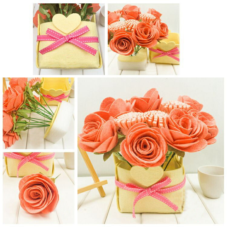 楽天市場 送料無料手作りキット 手芸セット 花 インテリア ハンドメイド フエルト フェルト プレゼント 可愛い かわいい Diy 材料 縫製 贈物 飾り 装飾 バラ 薔薇 リボン 鉢 Plus Nao