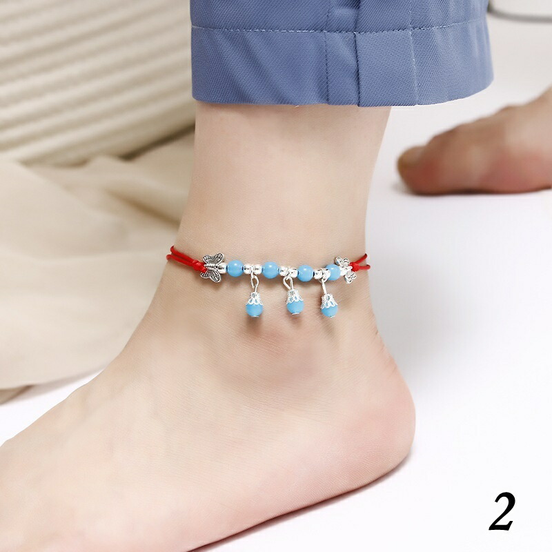 楽天市場 送料無料 アンクレット レディース 女性用 アクセサリー 足飾り 調節可能 ビーズ 赤 エスニック シンプル 可愛い かわいい キュート Plus Nao