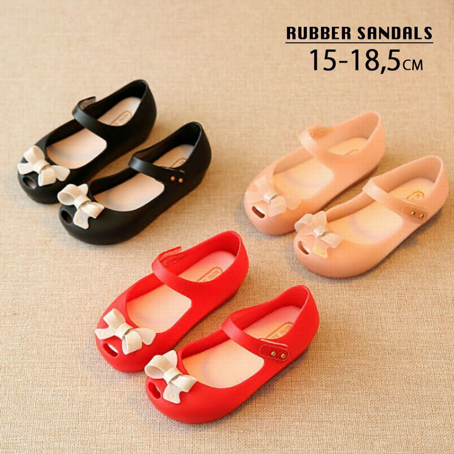 楽天市場 送料無料 ラバーシューズ ラバーサンダル フラットパンプス 靴 くつ 子供用 キッズ Kids 女の子 女児 リボン ストラップ ぺたんこ 可愛い カジュアル Plus Nao