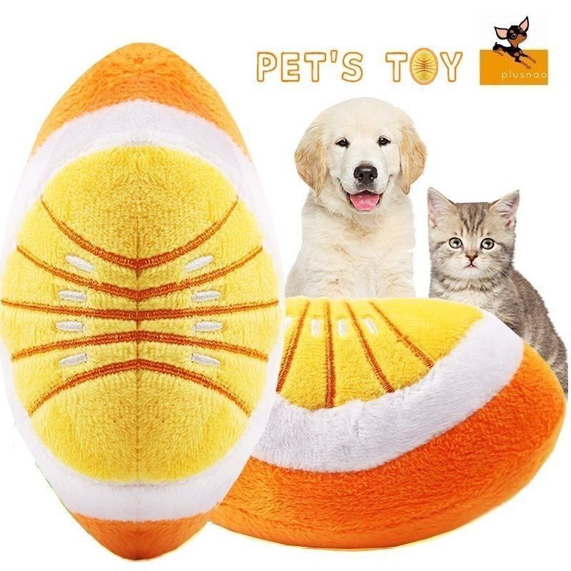 楽天市場 送料無料 ペット用おもちゃ 犬用おもちゃ 猫用おもちゃ トイ ペット用品 ペットグッズ ボール ラグビーボール オレンジ フルーツ ストレス発散 運動不足解消 コミュニケーション Plus Nao