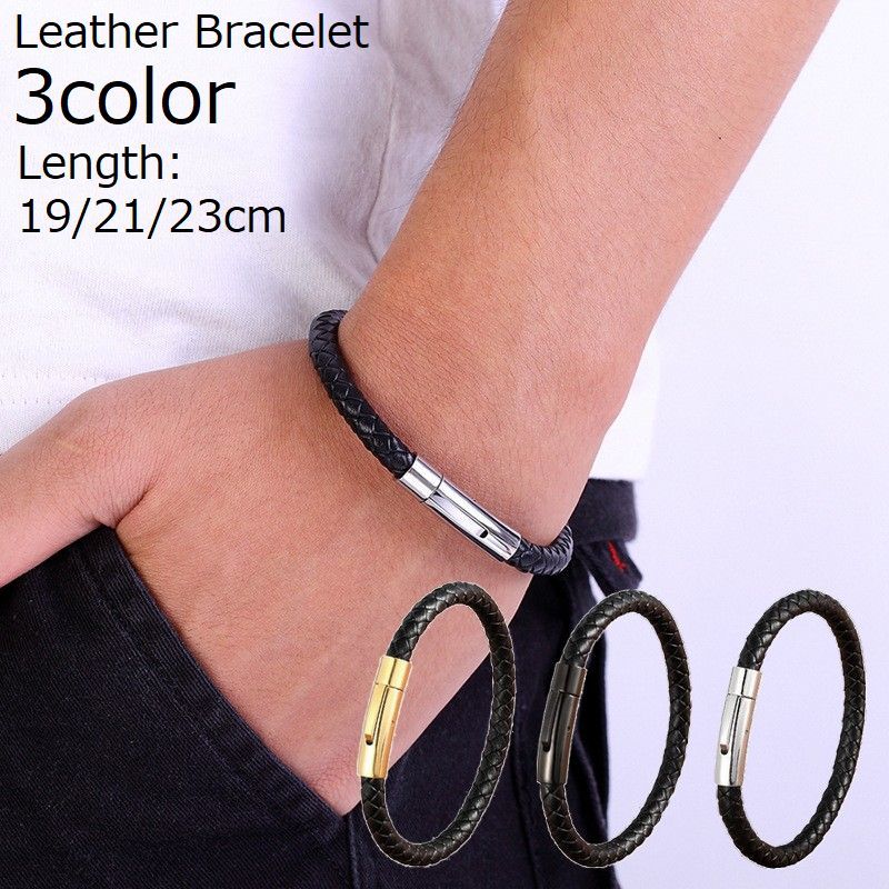 楽天市場】送料無料 レザーブレスレット フェイクレザー メンズ