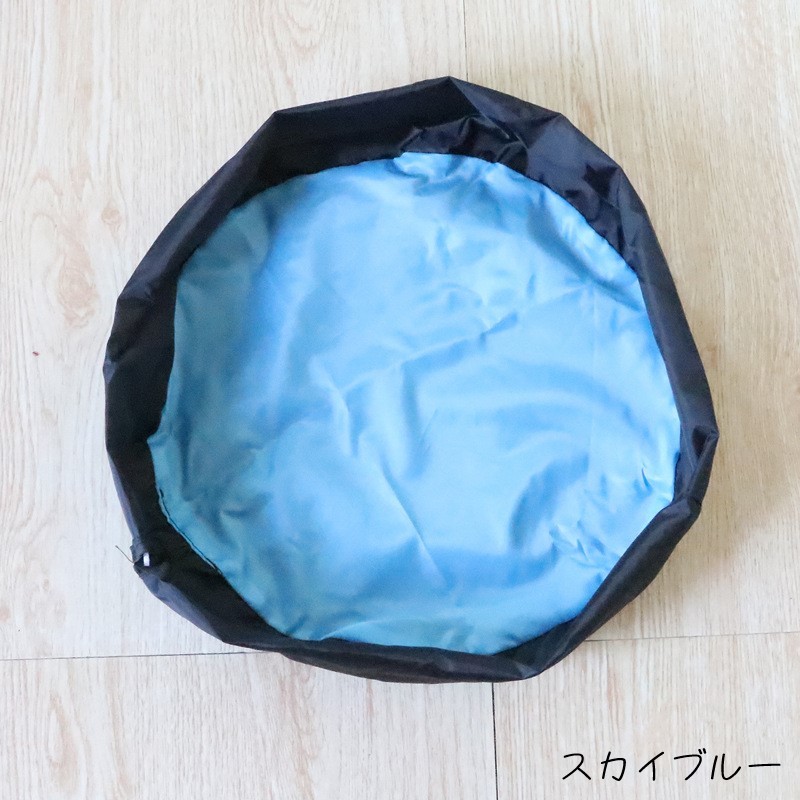 送料無料おもちゃ箱おもちゃ収納袋おもちゃ袋プレイマットキッズ赤ちゃん子ども用雑貨収納グッズラウンド丸形ポケット付き総柄無地肉球柄ピンクブルーカジュアル可愛いキュートお片付け簡単