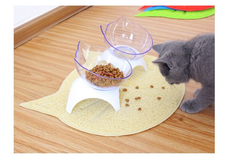 送料無料ペット用ランチョンマットフードマットお食事マットエサ用マットボウル置き猫用犬用ペット用品砂取りマットトイレマット飛び散り防止汚れ防止防水滑り止めネコ型可愛いペットグッズねこいぬイヌ