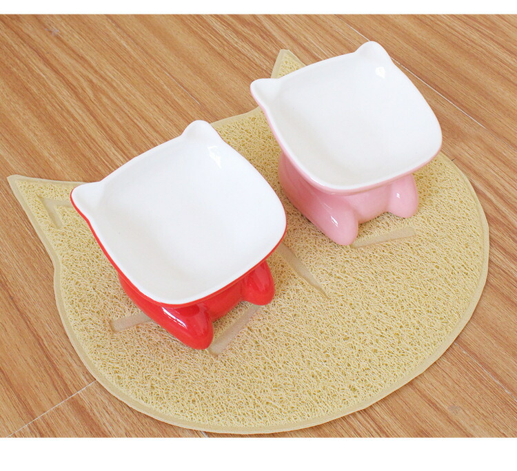 送料無料ペット用ランチョンマットフードマットお食事マットエサ用マットボウル置き猫用犬用ペット用品砂取りマットトイレマット飛び散り防止汚れ防止防水滑り止めネコ型可愛いペットグッズねこいぬイヌ