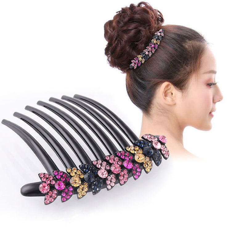 市場 送料無料 髪飾り ラインストーン レディース まとめ髪 ヘアコーム キラキラ ヘアアクセサリー コーム かんざし 女性 簪 婦人