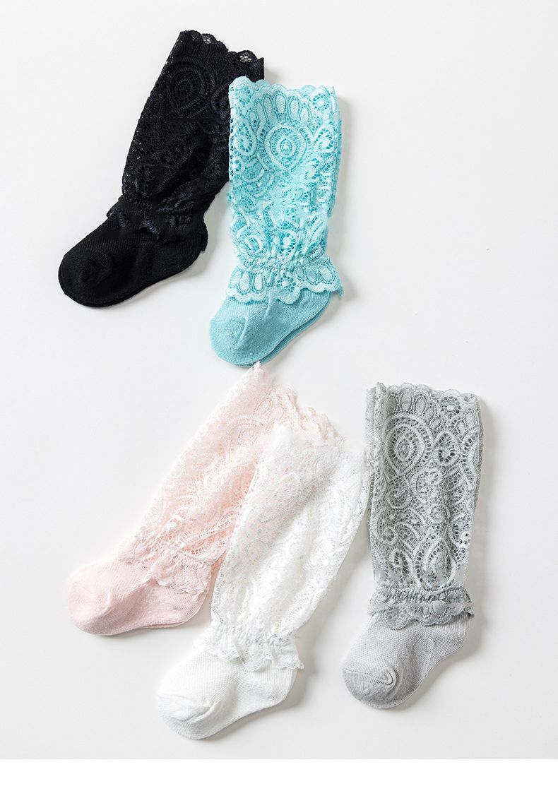 送料無料 靴下 ベビー 女の子 新生児 男の子 レース 赤ちゃん 切り替え ハイソックス くつ下 メッシュ ドッキング