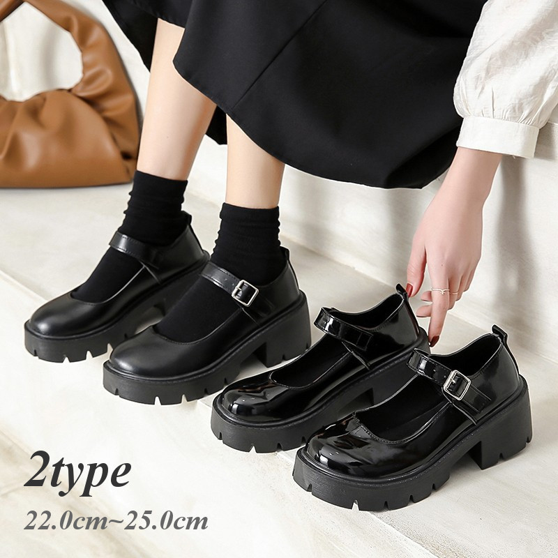 送料無料 ローファー レディース ストラップ 厚底 フェイクレザー 黒 靴 くつ パンプス ラウンドトゥ プラットフォーム 6cm 大きいサイズ 小さいサイズ ティーン 無地 光沢 つや ツヤ フォーマル おしゃれ カジュアル かわいい ロリータ ゴスロ おすすめ