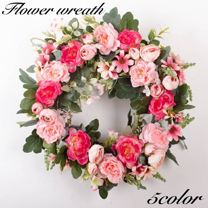 楽天市場】送料無料 フラワーリース 造花 壁掛け 40cm フラワー
