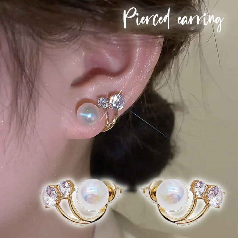 MAYU]3クリスタル ビジュークリスタルパールピアス | KOBUNSHA