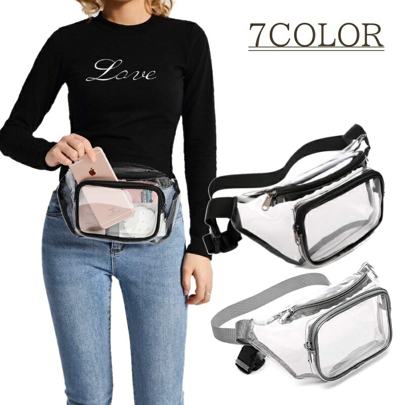楽天市場】バッグ ウエストポーチ クリアバッグ ベルト レディース