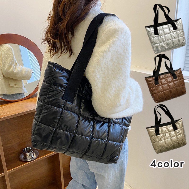 【楽天市場】送料無料 トートバッグ ショルダーバッグ レディース 女性 鞄 カバン キルティング 単色 光沢感 肩掛け 手提げ おしゃれ 普段 ...
