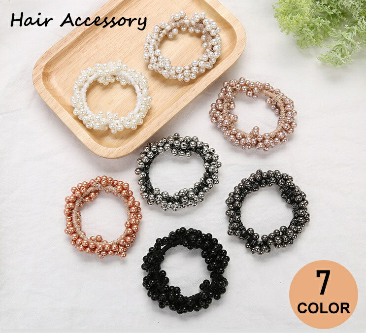 楽天市場】ヘアアクセサリー シュシュ ヘアゴム アクリル パール