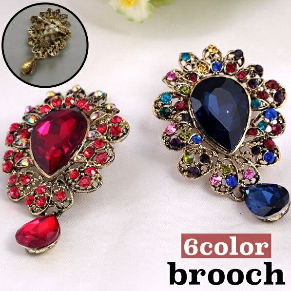 楽天市場】ブローチ ビジュー カラー ストーン オーバル 煌めき