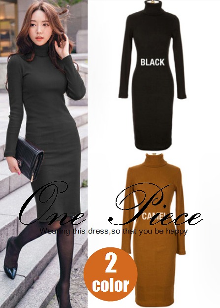 人気のファッショントレンド ユニーク黒 ニット ワンピース タイト