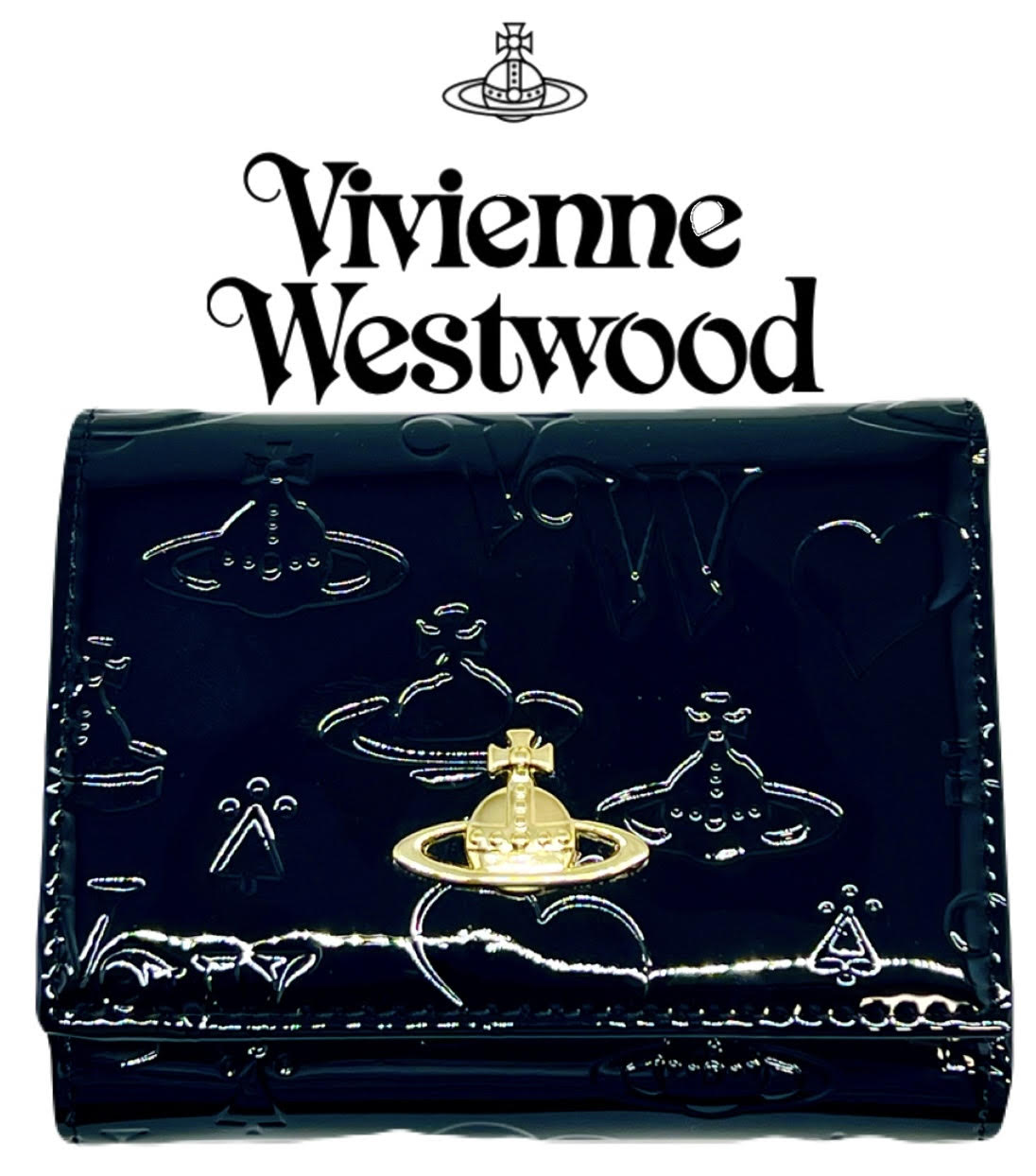 【楽天市場】ヴィヴィアン ウエストウッド 三つ折り財布 エナメル ブラック Vivienne Westwood 13VV110  サイズt(約)縦9cm×11cm×3cm レディース 女性用 ブランド 新品 プレゼント がま口 プレゼント袋付 ギャランティ—カード付  アウトレット品 : プラス ...