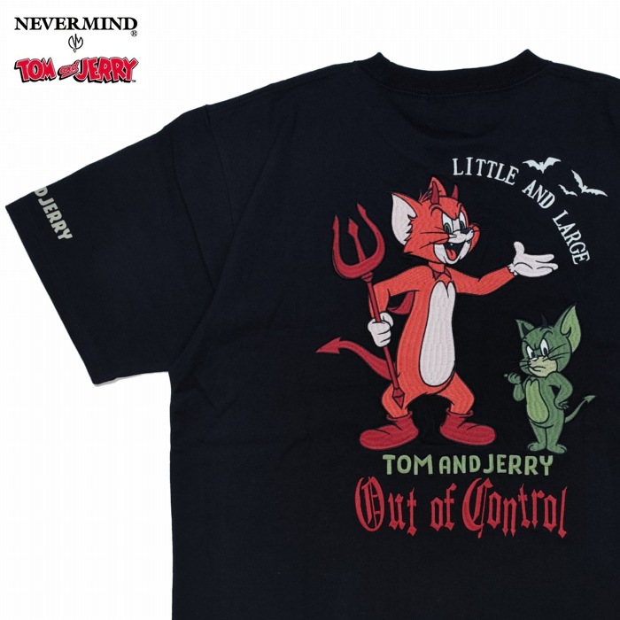 半袖Tシャツ デビルになったトムとジェリー 赤いデビル 緑のデビル 悪魔 tjn-2604 NEVERMIND トムとジェリー ネバーマインド アメカジ コラボ ハーレー 贈り物 ユニセックス