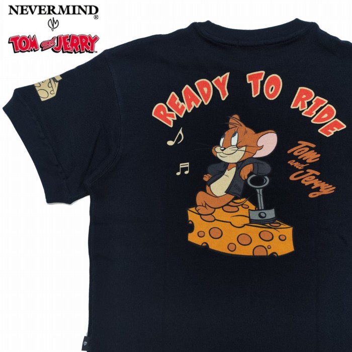 半袖Tシャツ チーズ ピストン ジェリー ワッフル生地 サーマル tjn-2611 NEVERMIND トムとジェリー ネバーマインド アメカジ コラボ ハーレー 贈り物 ユニセックス