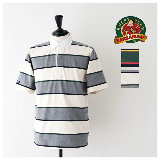 楽天市場】バーバリアン ラガーシャツ BARBARIAN 半袖ラグビー
