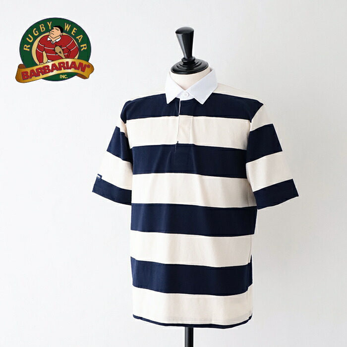 楽天市場】バーバリアン ラガーシャツ BARBARIAN 半袖3インチボーダー