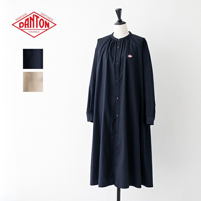 【新品】DANTON ダントン シャツワンピース　ブラック　カーキ DANTON | プランサーボタン シャツワンピース PLAID WOMEN