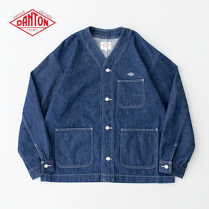 ダントン デニム カラーレスジャケット (DT-A0671 KDM) 11oz DENIM COLLARLESS JACKET DANTON(メンズ) *送料無料* 【後払い決済不可】 *