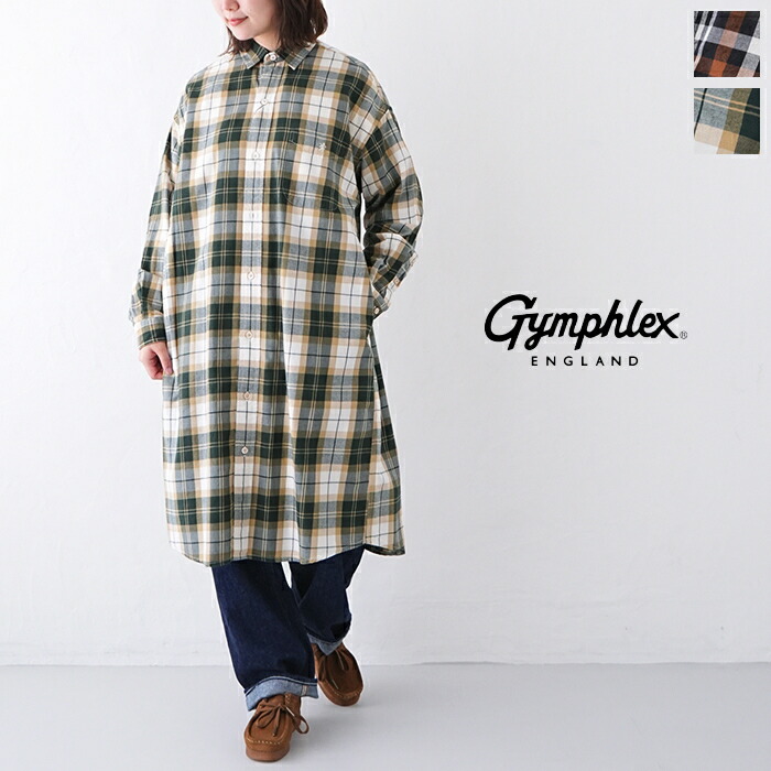 体育館フレックス チェックシャツワンピース (GY-G0063 CTE) C/TEN TWILL CHECK SHIRT DRESS L/S Gymphlex(レディース) *貨物輸送無料*【後ばらい決済不可】【尖んがり10倍】百貨店SALE 6/4 20:00～6/11 1:59