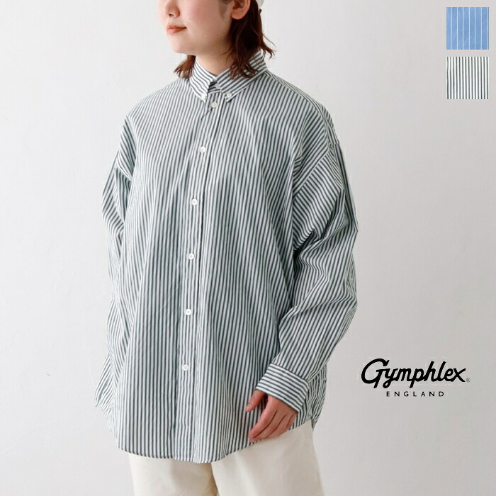 ジムフレックス マルチストライプ ボタンダウンシャツ (GY-B0152 MUL) MULTI STRIPE B.D. SHIRT L/S Gymphlex(レディース) *送料無料* 【後払い決済不可】 【ポイント10倍】お買い物マラソン 4/14 20:00～4/17 9:59