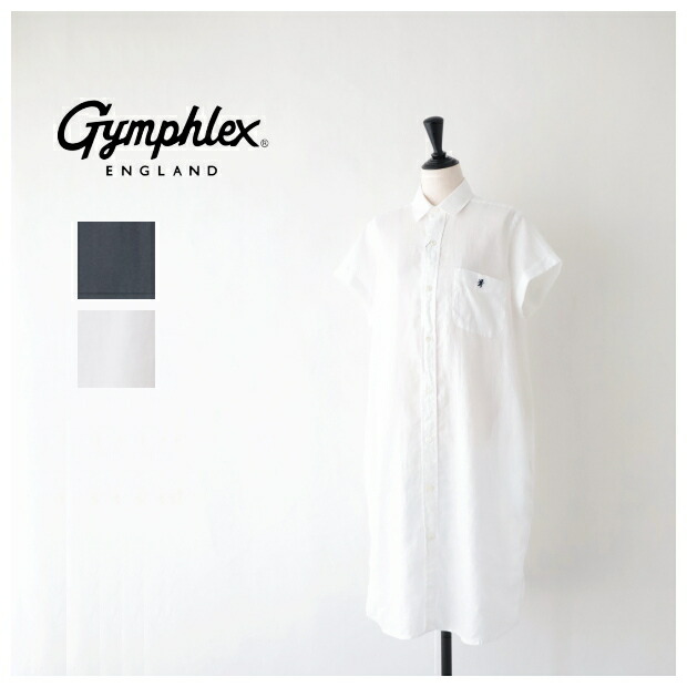 ジムフレックス シャツワンピース (GY-B0243 KLS) LINEN CLOTH REGULAR COLLAR SHIRT DRESS Gymphlex(レディース) *送料無料* 【後払い決済不可】 【ポイント10倍】お買い物マラソン 4/14 20:00～4/17 9:59