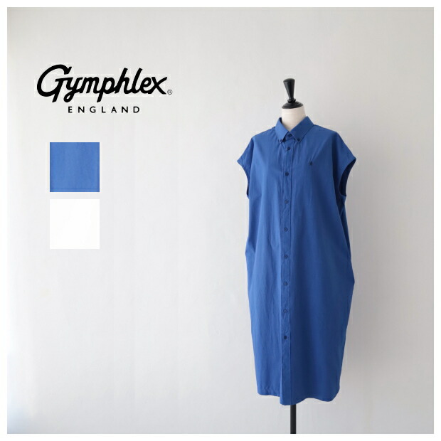 ジムフレックス コットン スリーブレス ボタンダウンシャツワンピース (GY-B0246 TYO) Gymphlex(レディース) *送料無料* 【後払い決済不可】 【ポイント10倍】お買い物マラソン 4/4 20:00～4/10 1:59
