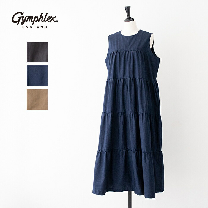 体育館フレックス 捩り受け答え ティアード 衣装 (GY-G0076 CBL) BROAD CLOTH SLEEVELESS TIERED DRESS GYMPHLEX(レディース) *貨物輸送無料*【後ばらい決済不可】【尖んがり10倍】百貨店SALE 6/4 20:00～6/11 1:59