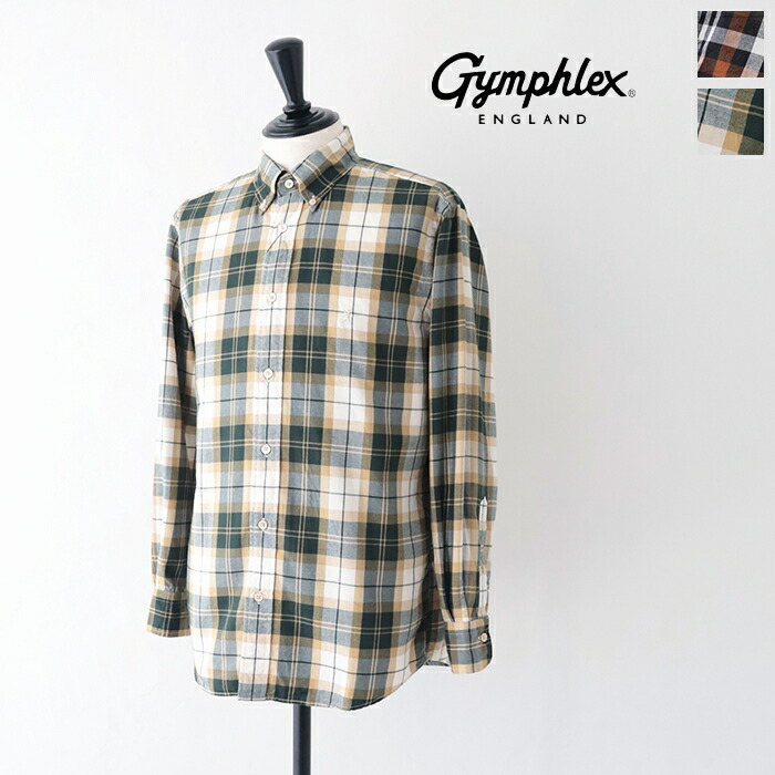 ジムフレックス ボタンダウンチェックシャツ (GY-B0196 CTE) C/TEN TWILL CHECK B.D. SHIRT L/S Gymphlex(メンズ) *送料無料*【後払い決済不可】【ポイント10倍】ポイントアップ 7/26 20:00～8/4 1:59｜PLUS USP