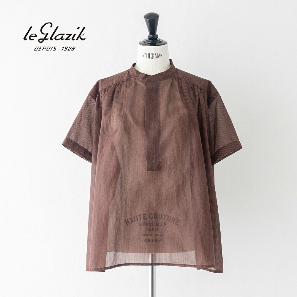 【SALE 10%OFF】ル グラジック シアーボーダー スタンドカラープルオーバーシャツ (LG-B0381 BOS) LE GLAZIK(レディース) 【2026春夏】*送料無料*【後払い決済不可】*|PLUS USP