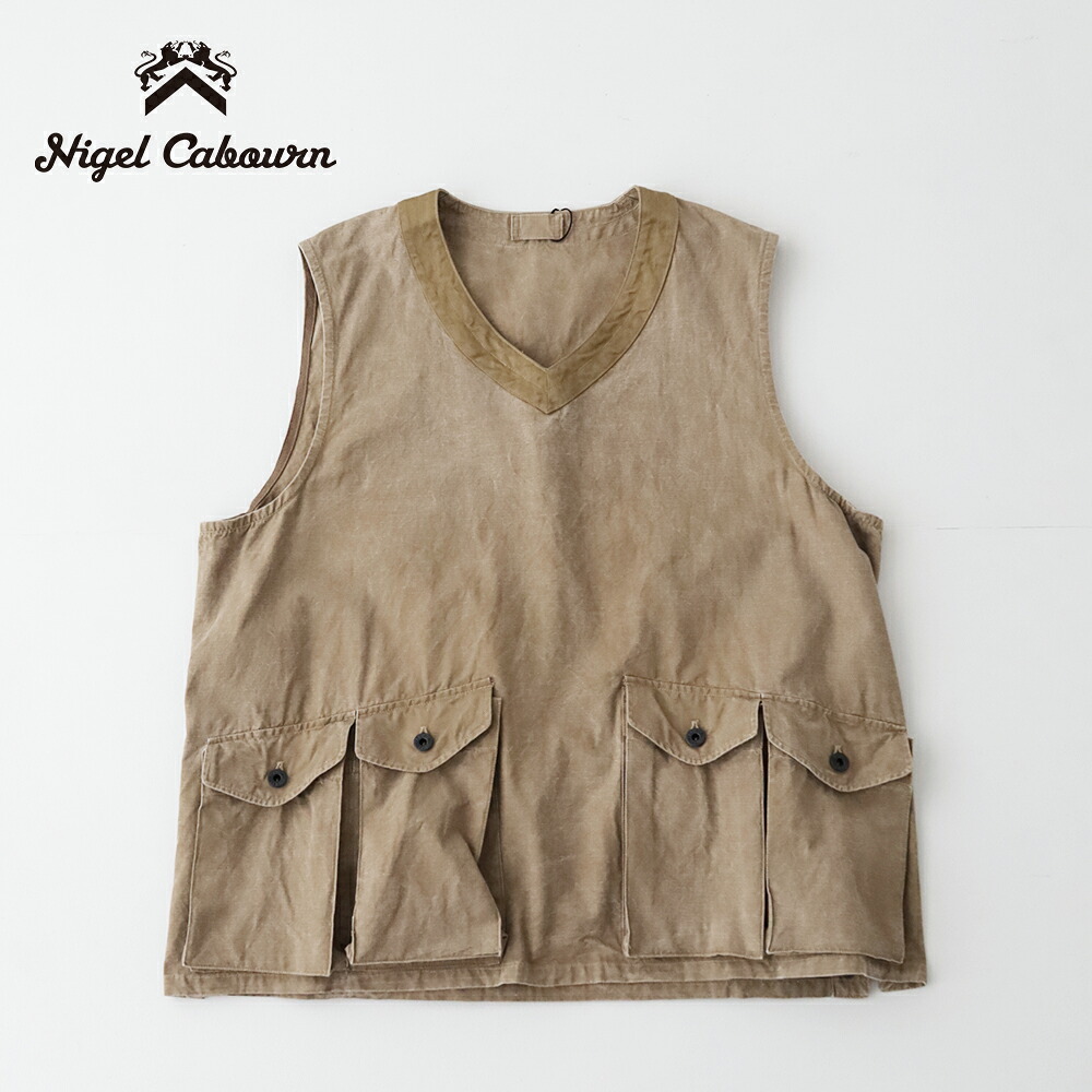 ナイジェルケーボン プルオーバーフィッシングベスト - リップストップ (80520070000) PULLOVER FISHING VEST RIPSTOP Nigel Cabourn(メンズ) 【2026春夏】*送料無料*【後払い決済不可】*｜PLUS USP