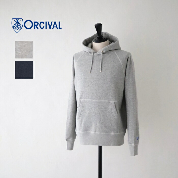 オーシバル  フレンチテリー フーディー (OR-C0155) FRENCH TERRY P.O. HOODIE ORCIVAL(メンズ) *貨物輸送無料*【後ばらい決済不可】【尖んがり10倍】お買い出しマラソン 5/9 20:00～5/16 1:59 NAVY:ネイビー-HEATHER GREY:ヘザーグレー