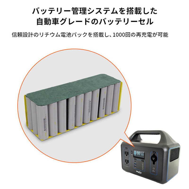 ポータブル電源 大容量 156000mAh 560Wh 500W PSE認証-