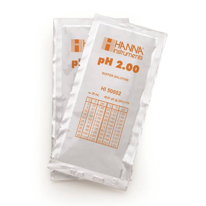 専門的印字機 1回使い切り袋入り口・入口印字機 HI 50002-02 pH 2.00 20mL × 25袋 パウダーコンパクト 英文証拠立てる書き出し 判定基準液 洗浄液 電極 ハンナ カ施 代引不可