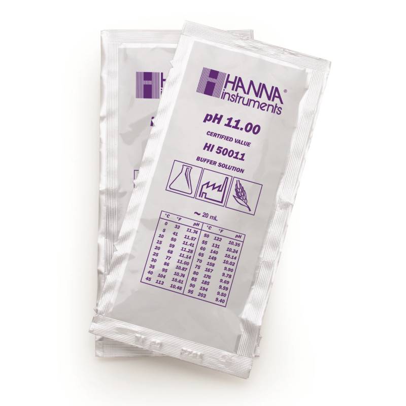 専門的印字機 1回使い切り袋入り口・入口印字機 HI 50011-02 pH 11.00 20mL × 25袋 パウダーコンパクト 英文証拠立てる書き出し 判定基準液 洗浄液 電極 ハンナ カ施 代引不可