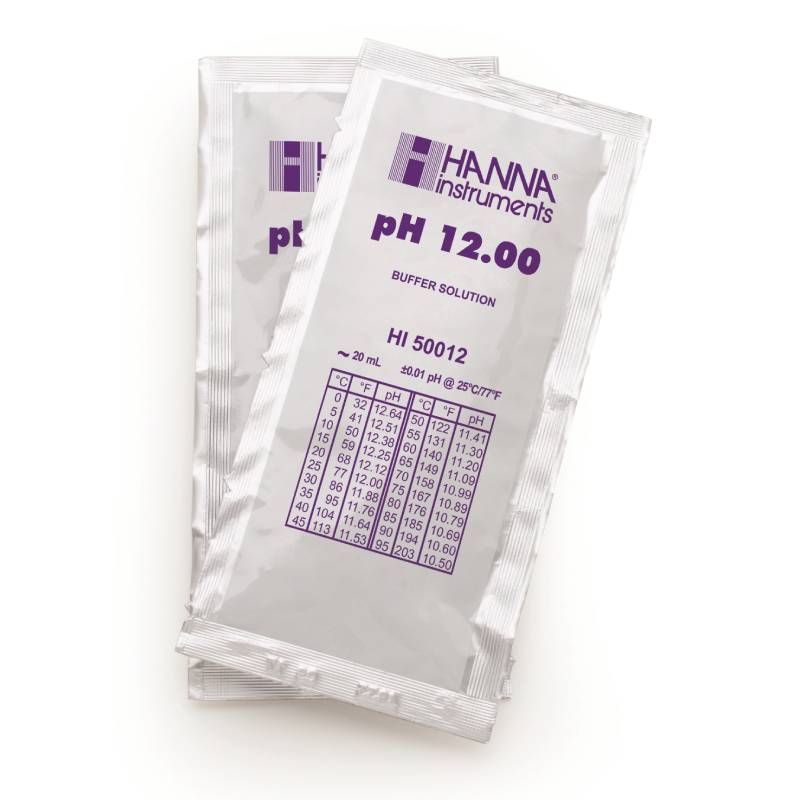 専門的印字機 1回使い切り袋入り口・入口印字機 HI 50012-02 pH 12.00 20mL × 25袋 パウダーコンパクト 英文証拠立てる書き出し 判定基準液 洗浄液 電極 ハンナ カ施 代引不可