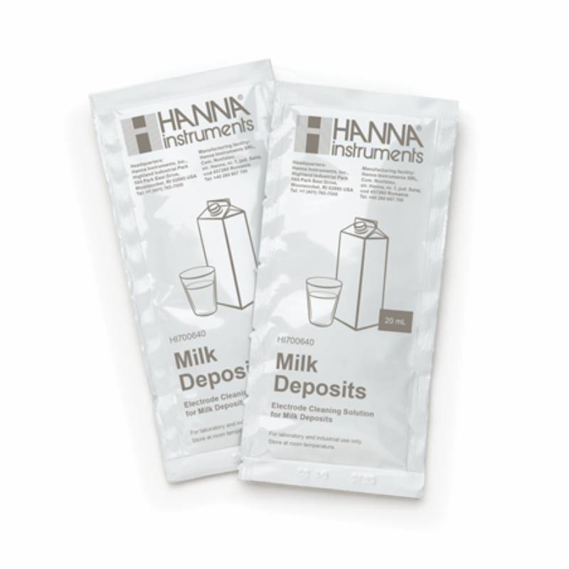 電極洗浄液 乳製品用 1回使い切りタイプ HI 700640P 20mL×25袋 コンパクト 標準液 洗浄液 電極 ハンナ カ施 代引不可