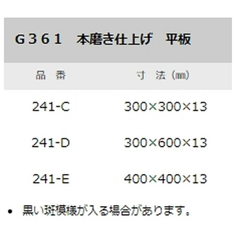 石材タイル 御影石平板 G361 10枚 300 300 13 241 C 中国産 荷受リフト必須 建築用壁材 床材 ドリーム壁材 アミ 代引不可 個人宅配送不可 Tobys Cafe Com